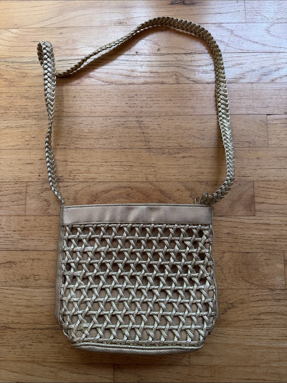 Tiannl Gold Woven Crossbody with Braided Strap- Vintage 90s